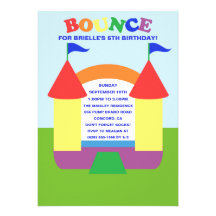 Rainbow Birthday Bounce Bounc House Birthday Party Personalized Invitations