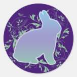 Rainbow bunny & Swirls on Purple Sticker
