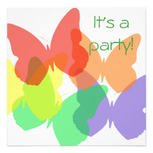 Rainbow Butterflies Custom Invitation