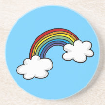 Rainbow & clouds drink coaster
