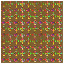 Rainbow Colour Flowers. Pattern on Brown. Cut Outs