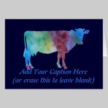Rainbow Cow With Customisable Text cards