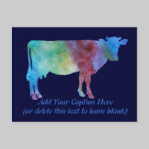 Rainbow Cow With Customisable Text postcards
