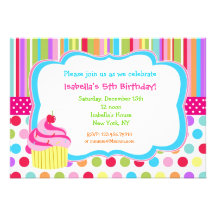 Rainbow Cupcake Birthday Party Invitations