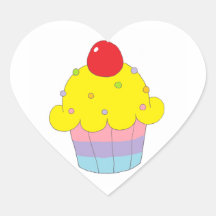 Rainbow Cupcake Heart Stickers