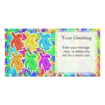 Rainbow Cutout Turtles Custom Card Photo Cards