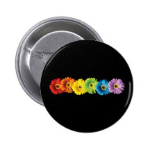 Rainbow Daisies Pinback Button