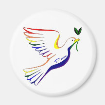 Rainbow Dove Refrigerator Magnet