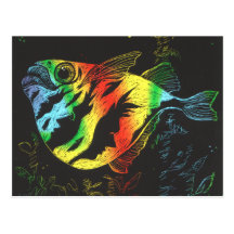 Rainbow Fish postcard - horizontal format