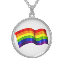 Rainbow Flag Necklace - Sterling Silver