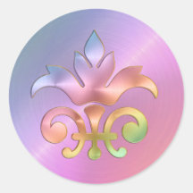 Rainbow Fleur de Lis Envelope Seal Round Sticker