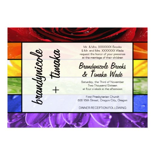 Rainbow Flower Personalised Invitation