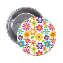 Rainbow Flower Power Hippie Retro Teens Gifts Pin
