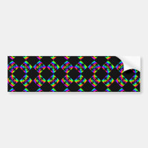 Rainbow Flowers. Bright Pattern on Black. Bumper Stickers