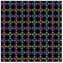 Rainbow Flowers. Bright Pattern on Black. Cut Outs