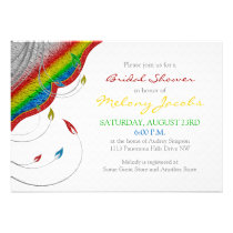 Rainbow Glitter Look Floral Bridal Shower invitations