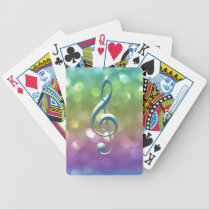 Rainbow Glitter Music Clef Playing Cards playing cards
