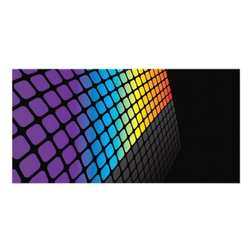 Rainbow Grid Background Customized Photo Card