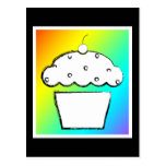rainbow grunge cherry cupcake post card