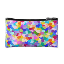 Rainbow Heart Confetti Cosmetic Bags