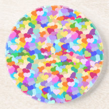 Rainbow Heart Confetti Drink Coaster