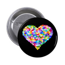 Rainbow Heart Confetti Pinback Buttons