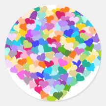 Rainbow Heart Confetti Round Stickers