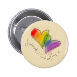 Rainbow Heart Joined in Love Buttons