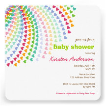 Rainbow Heart Sprinkles Baby Shower Invitation