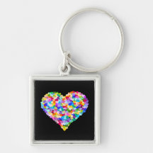 Rainbow Hearts Confetti Keychain