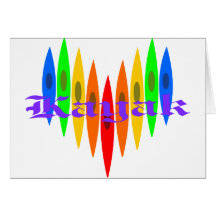 Rainbow Kayak Heart Greeting Cards