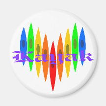 Rainbow Kayak Heart Refrigerator Magnets
