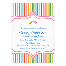 Rainbow Large wide STripe Modern Birthday Invite