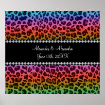 Rainbow leopard pattern wedding favors poster