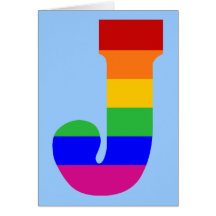 Rainbow Letter J Greeting Cards