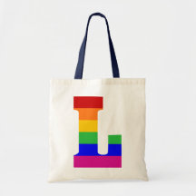 Rainbow Letter L Canvas Bags