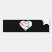 Rainbow Love Heart Typography Bumper Stickers