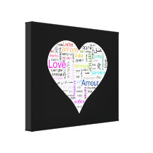 Rainbow Love Heart Typography Canvas Prints