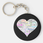 Rainbow Love Heart Typography Key Chain