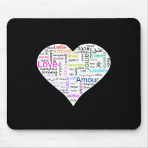 Rainbow Love Heart Typography Mouse Mats