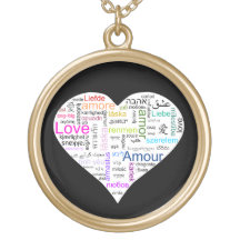 Rainbow Love Heart Typography Necklaces