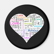 Rainbow Love Heart Typography Refrigerator Magnets