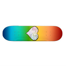 Rainbow Love Heart Typography Skate Decks