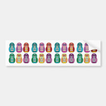 Rainbow Matryoshka Owls Bumper Sticker