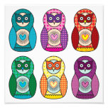 Rainbow Matryoshka Owls Poster Photo Art