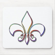 Rainbow Outlined Fleur de Lis Mousepads