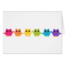 Rainbow Owls Greeting Cards
