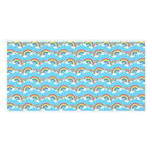 Rainbow pattern on blue photo card