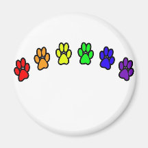 Rainbow Pawprints Fridge Magnets