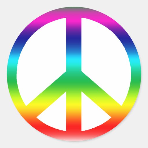 Rainbow Peace Sign Round Stickers